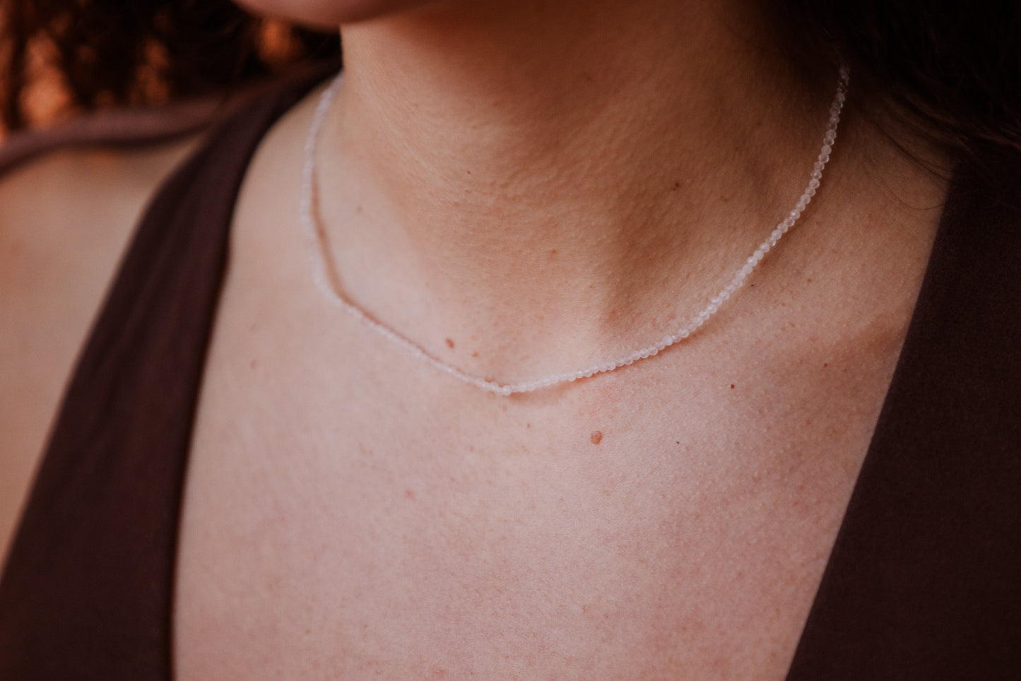 Dainty Rose Quartz "Love" Gemstone Necklace | Faceted Beads
