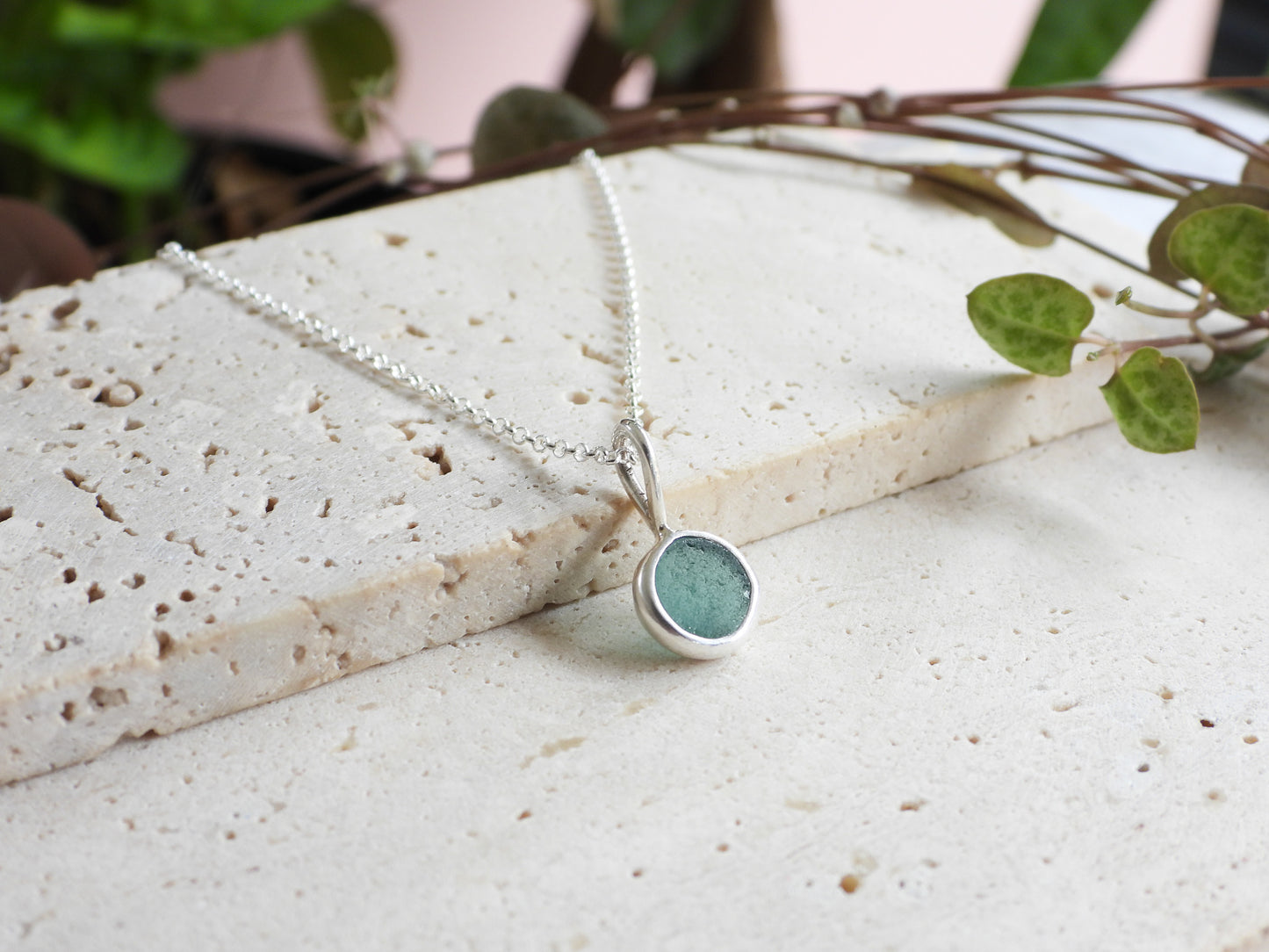 Marazion Seaglass "Bubble" Charm Necklace | Recycled Silver 925