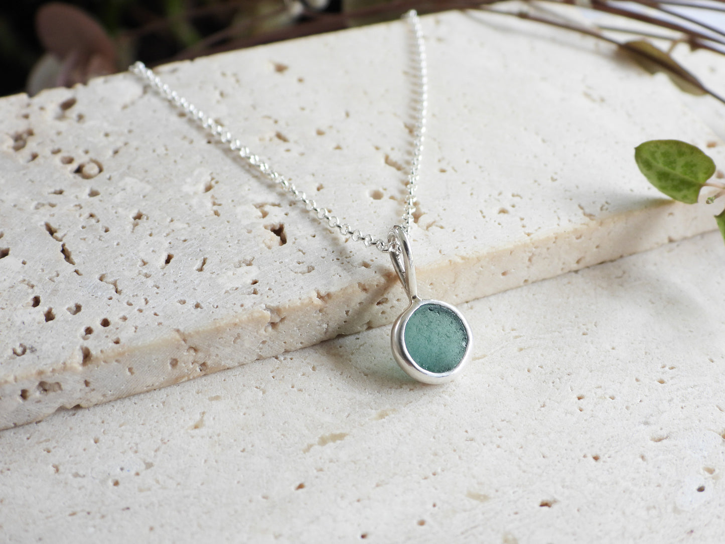 Marazion Seaglass "Bubble" Charm Necklace | Recycled Silver 925