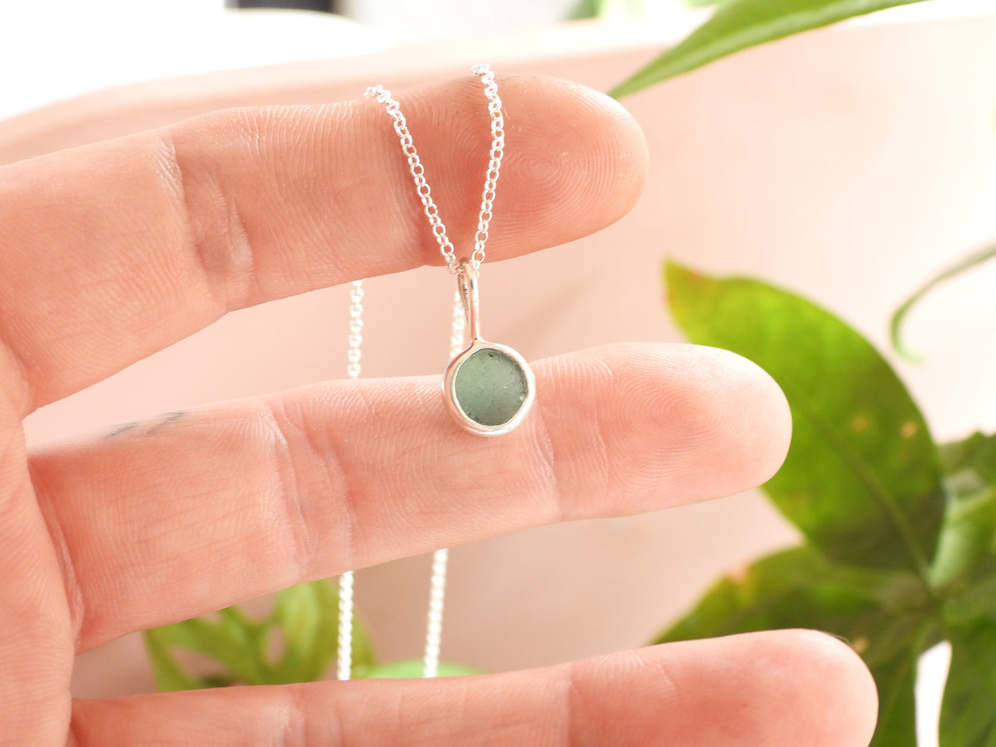 Marazion Seaglass "Bubble" Charm Necklace | Recycled Silver 925