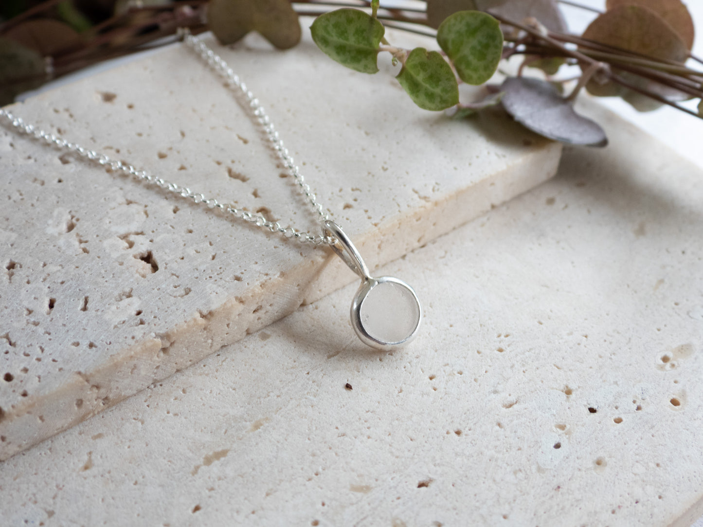 Gwithian Seaglass "Bubble" Charm Necklace | Recycled Silver 925