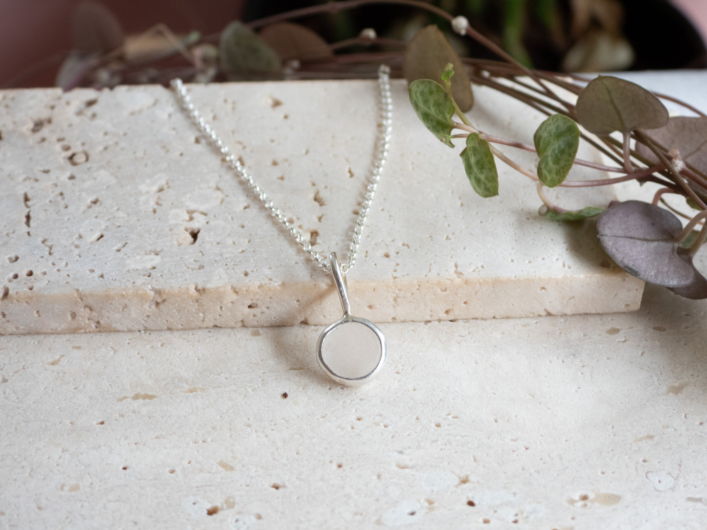 Gwithian Seaglass "Bubble" Charm Necklace | Recycled Silver 925