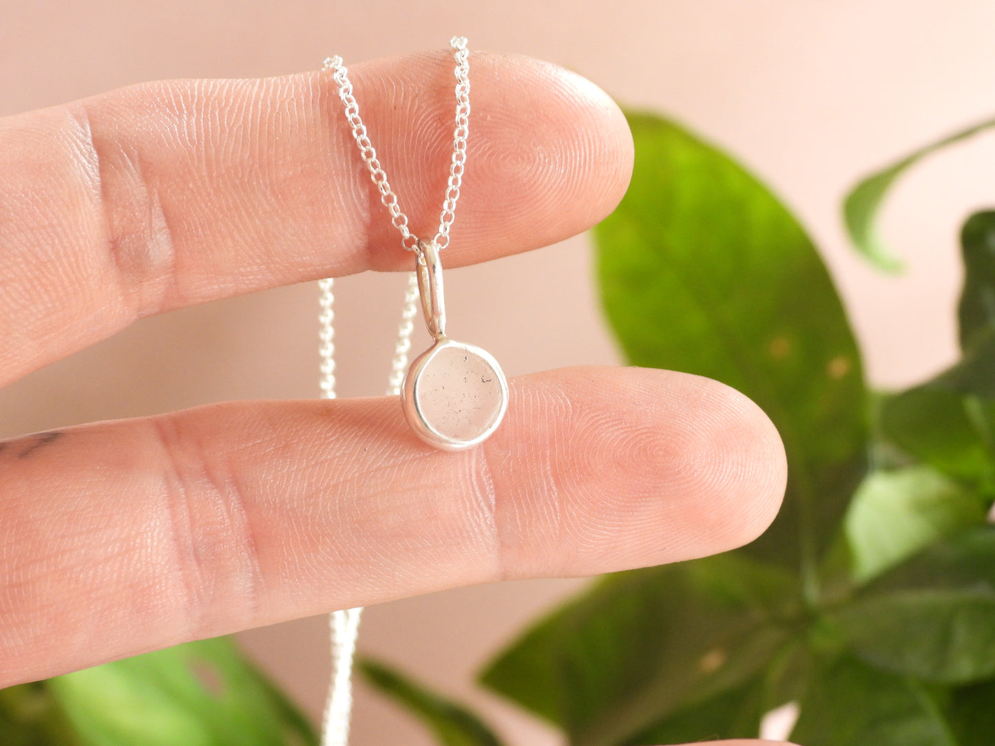 Gwithian Seaglass "Bubble" Charm Necklace | Recycled Silver 925