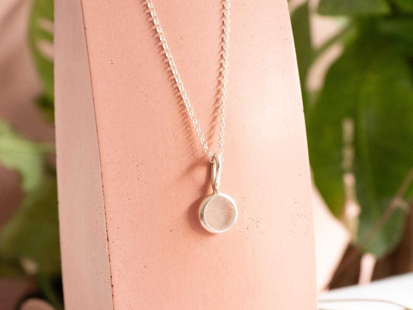 Gwithian Seaglass "Bubble" Charm Necklace | Recycled Silver 925