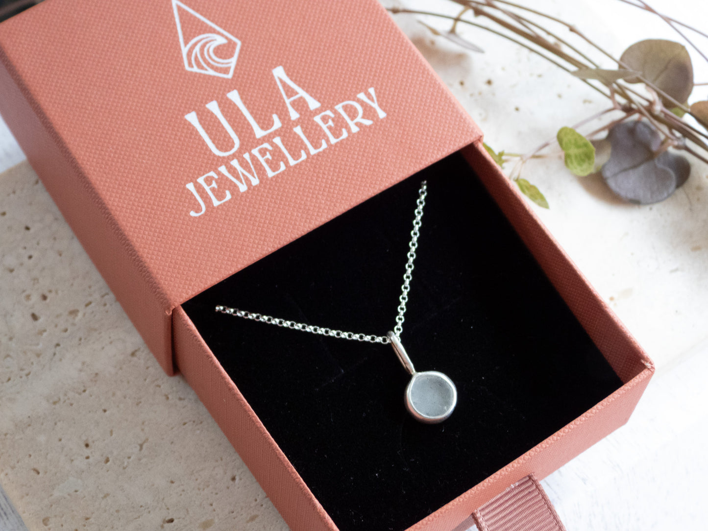 Gwithian Seaglass "Bubble" Charm Necklace | Recycled Silver 925
