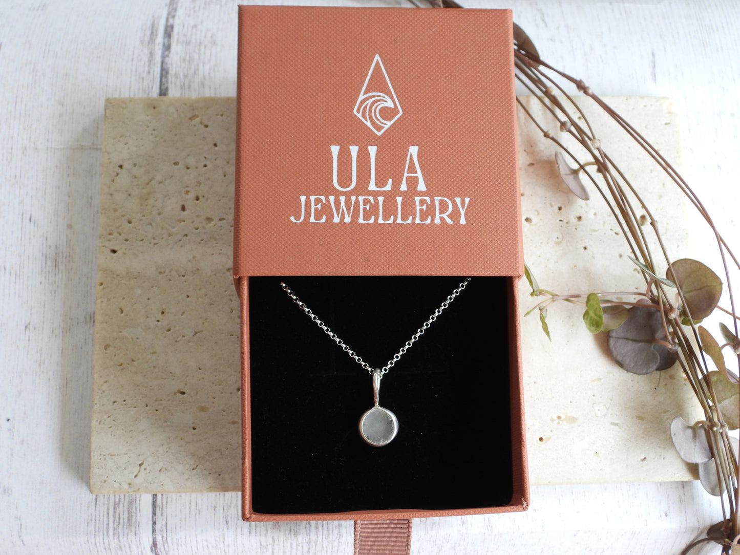 Gwithian Seaglass "Bubble" Charm Necklace | Recycled Silver 925