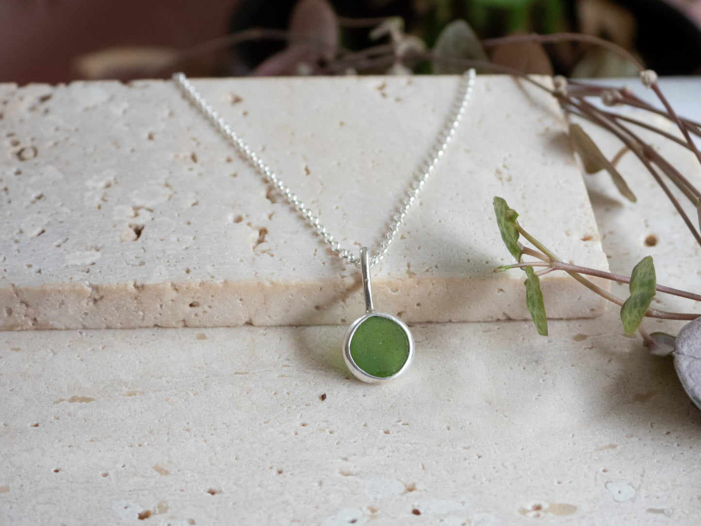 Portreath Seaglass "Bubble" Charm Necklace | Recycled Silver 925