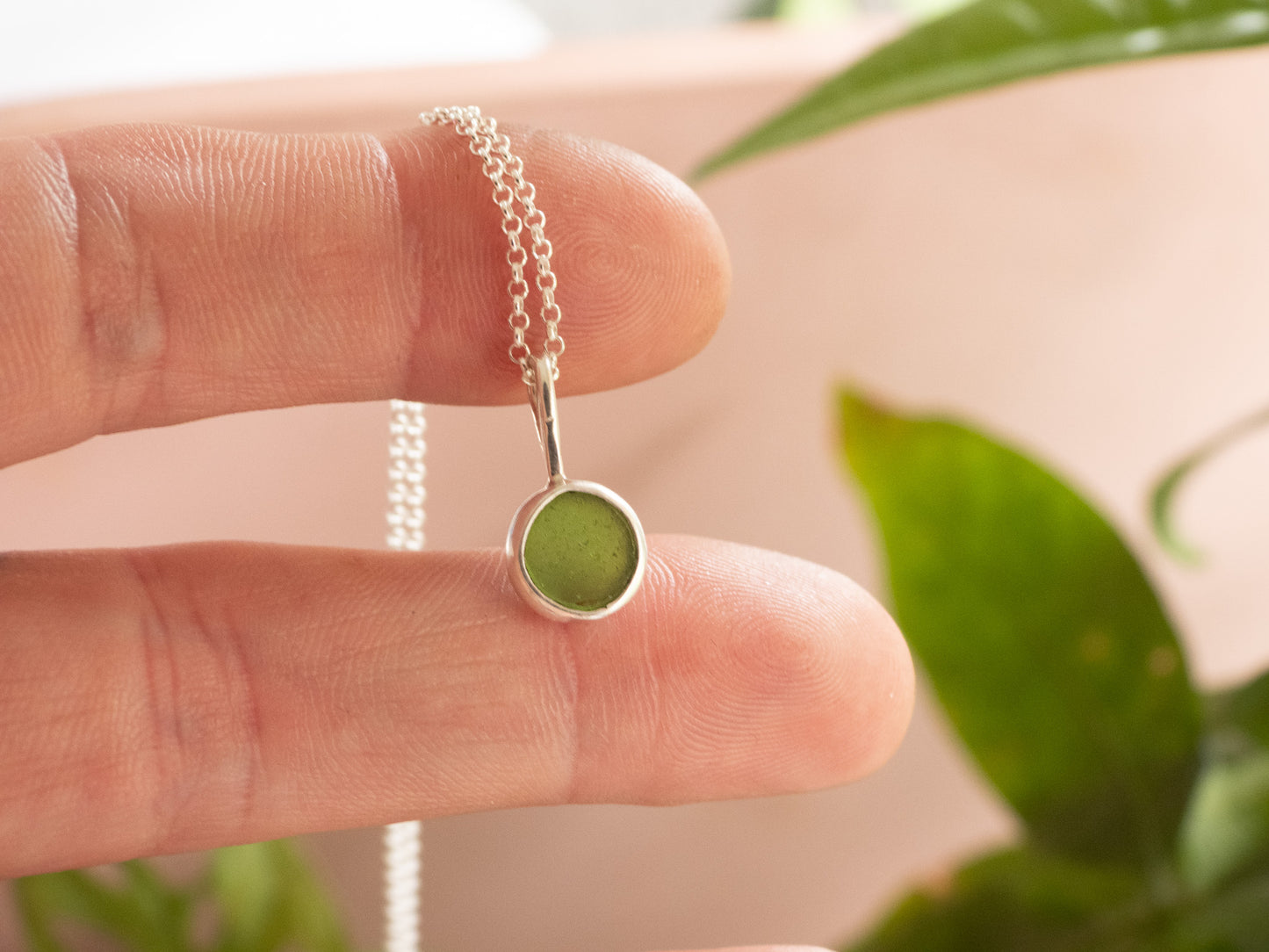 Portreath Seaglass "Bubble" Charm Necklace | Recycled Silver 925