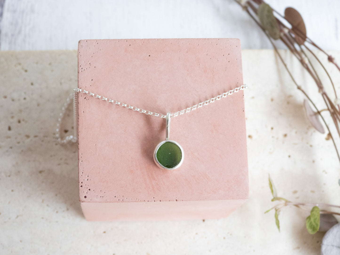 Portreath Seaglass "Bubble" Charm Necklace | Recycled Silver 925
