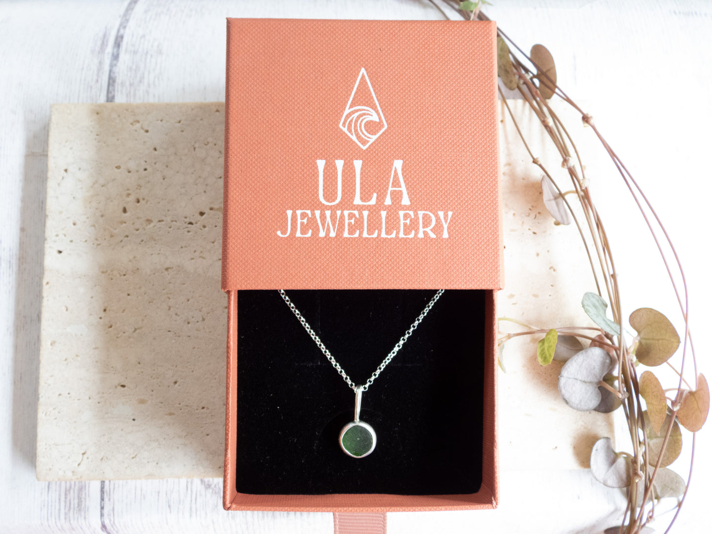 Portreath Seaglass "Bubble" Charm Necklace | Recycled Silver 925