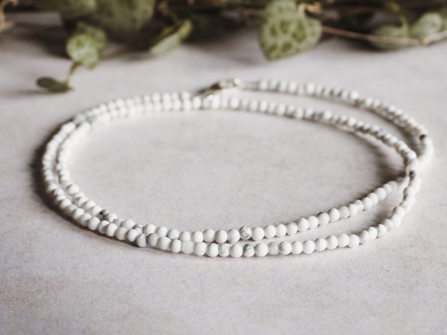 beachy boho custom made howlite gemstone necklace