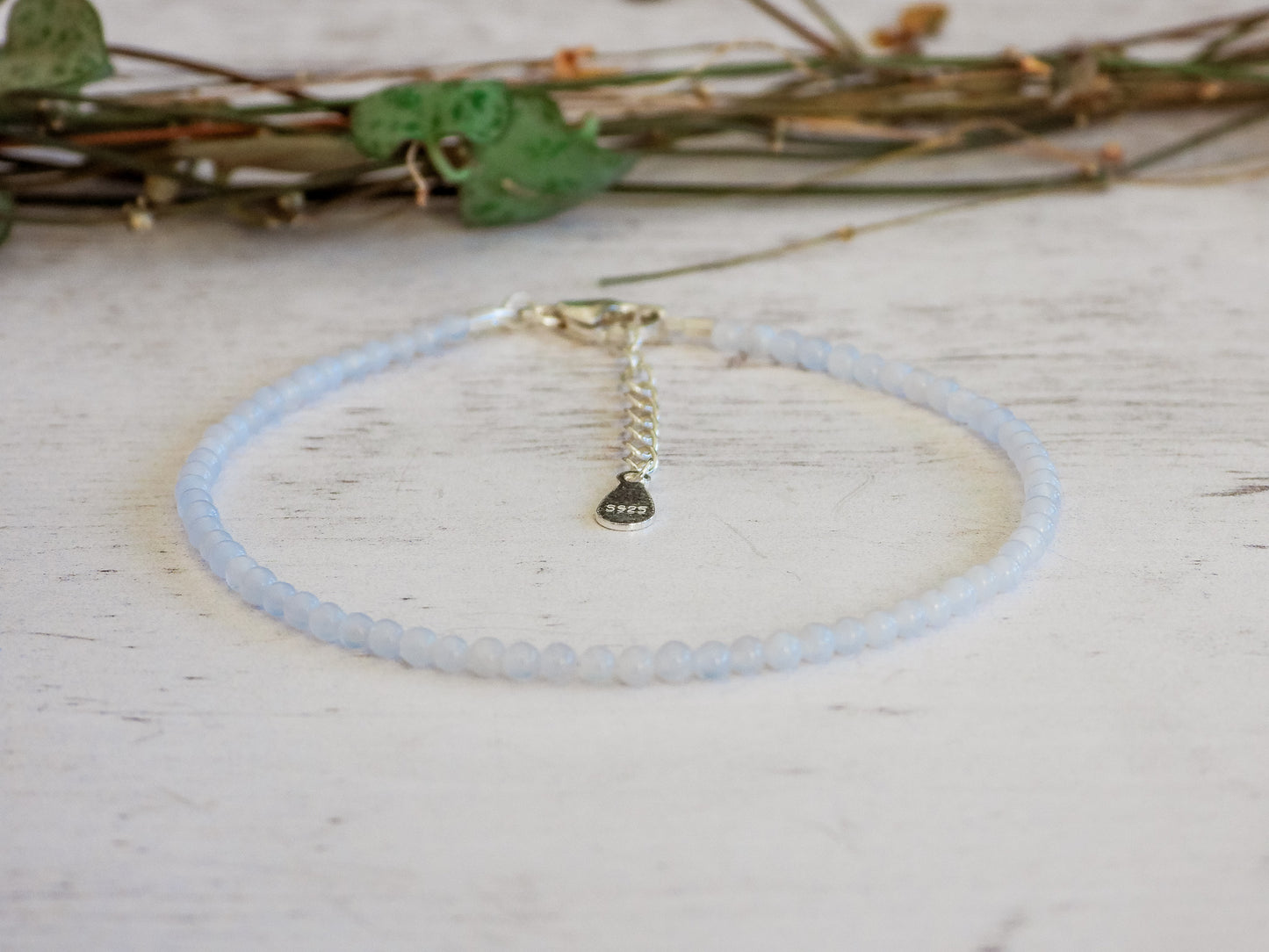 adjustable blue lace agate gemstone stacking bracelet