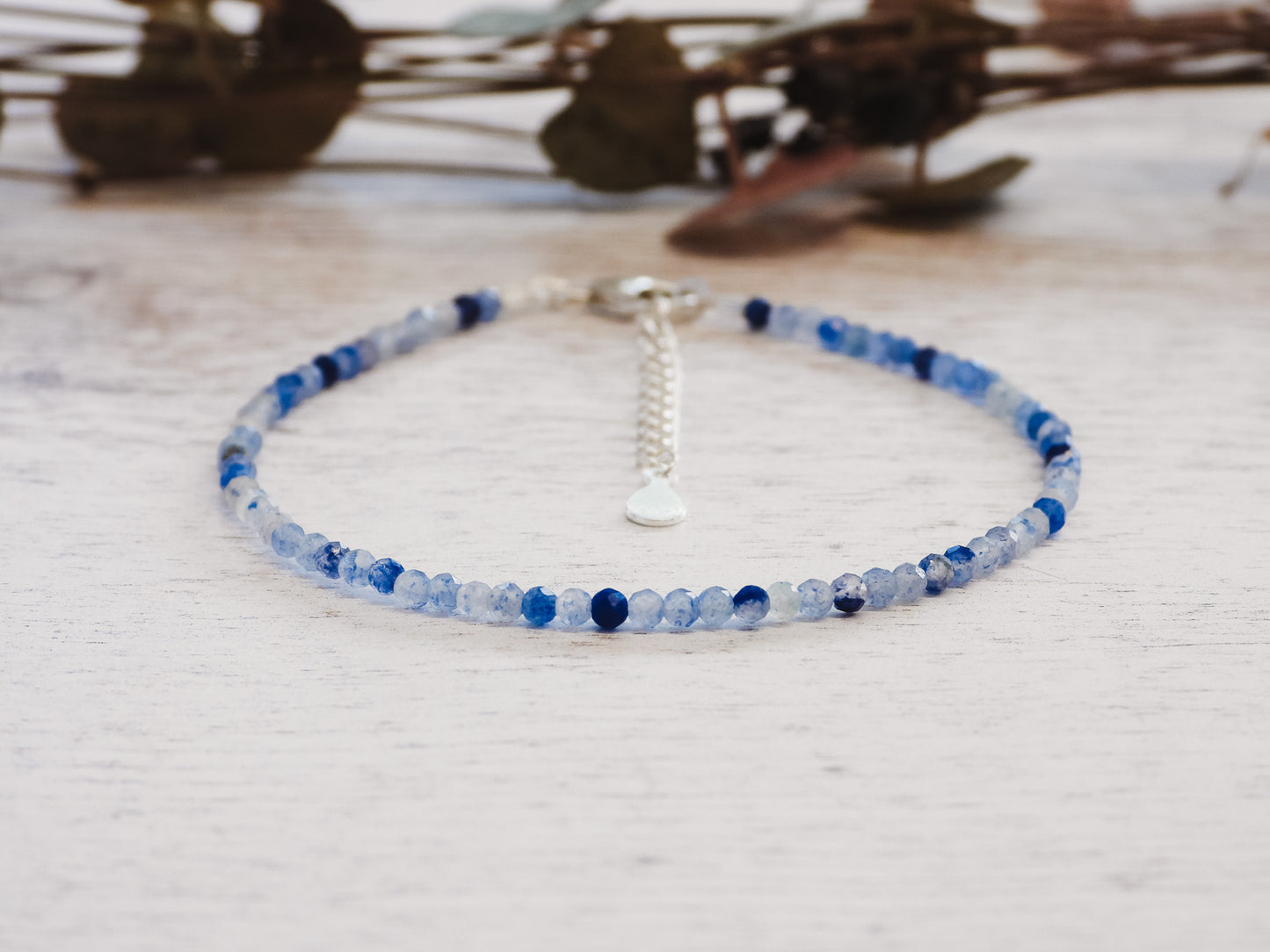 Dainty Blue Spot Jasper "Mindfulness" Gemstone Bracelet | Faceted Beads