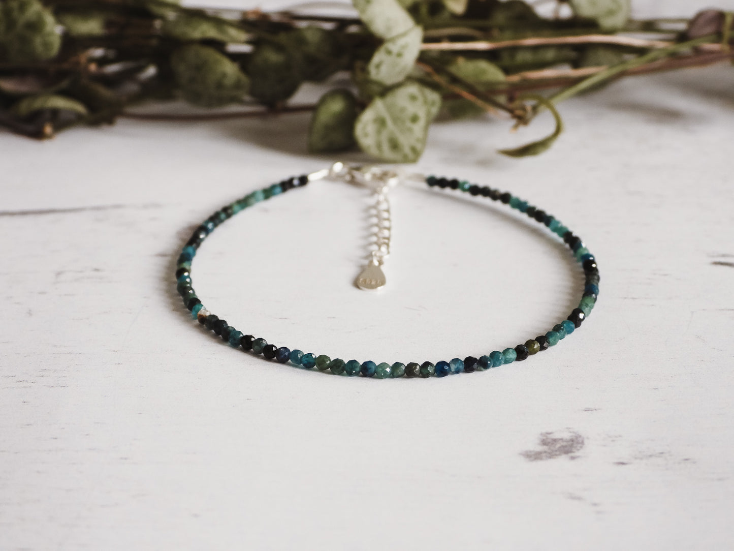 Dainty Blue Tourmaline "Forgiveness" Gemstone Bracelet | October Birthday | Faceted Beads