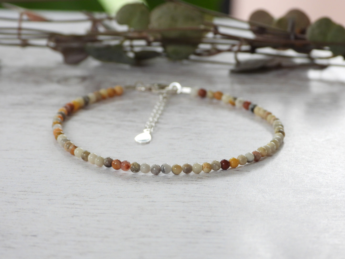 Dainty Crazy Lace Agate "Laughter" Gemstone Bracelet | Round Beads