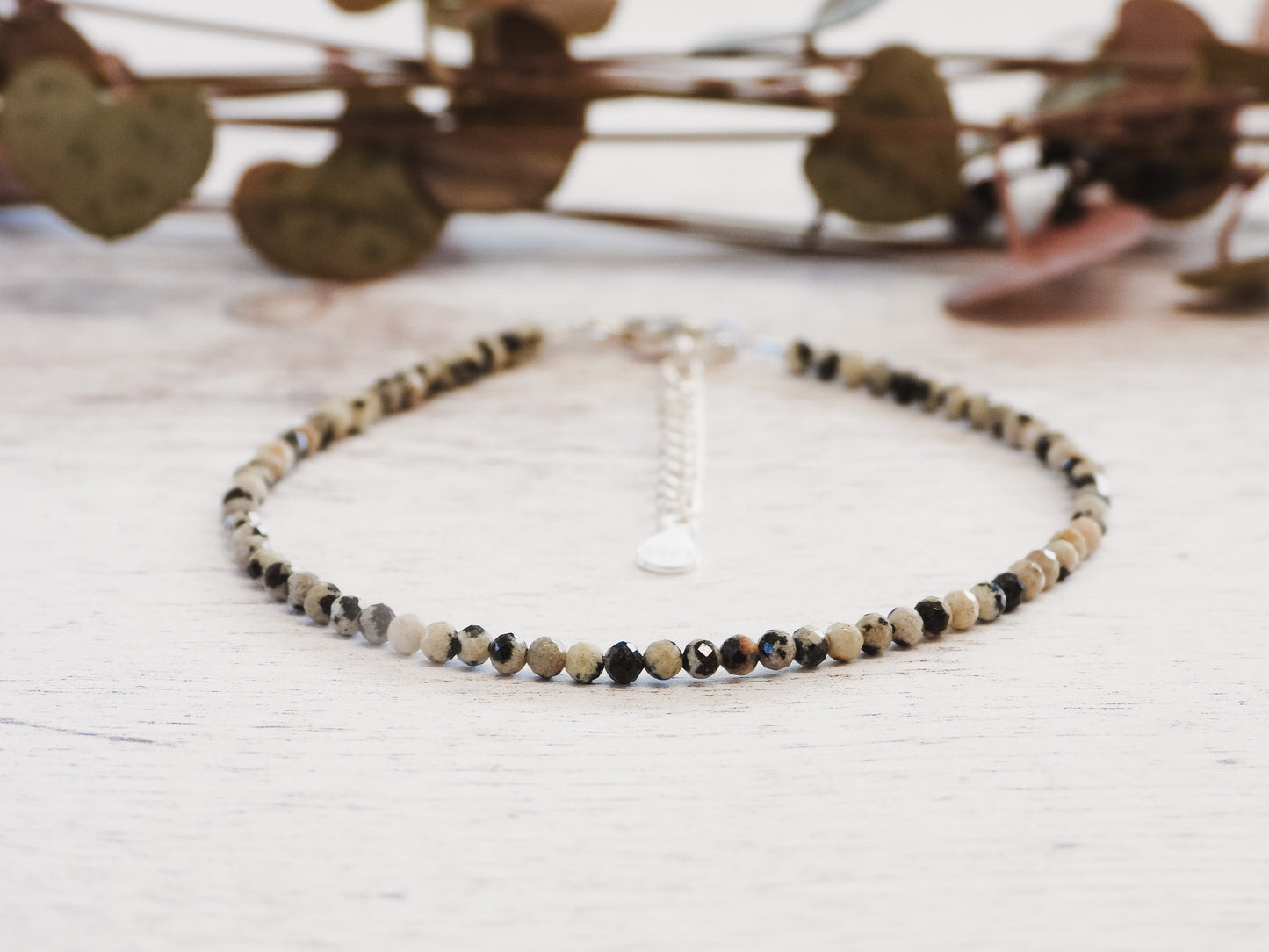 Dainty Dalmatian Jasper "Joy" Gemstone Bracelet | Faceted Beads