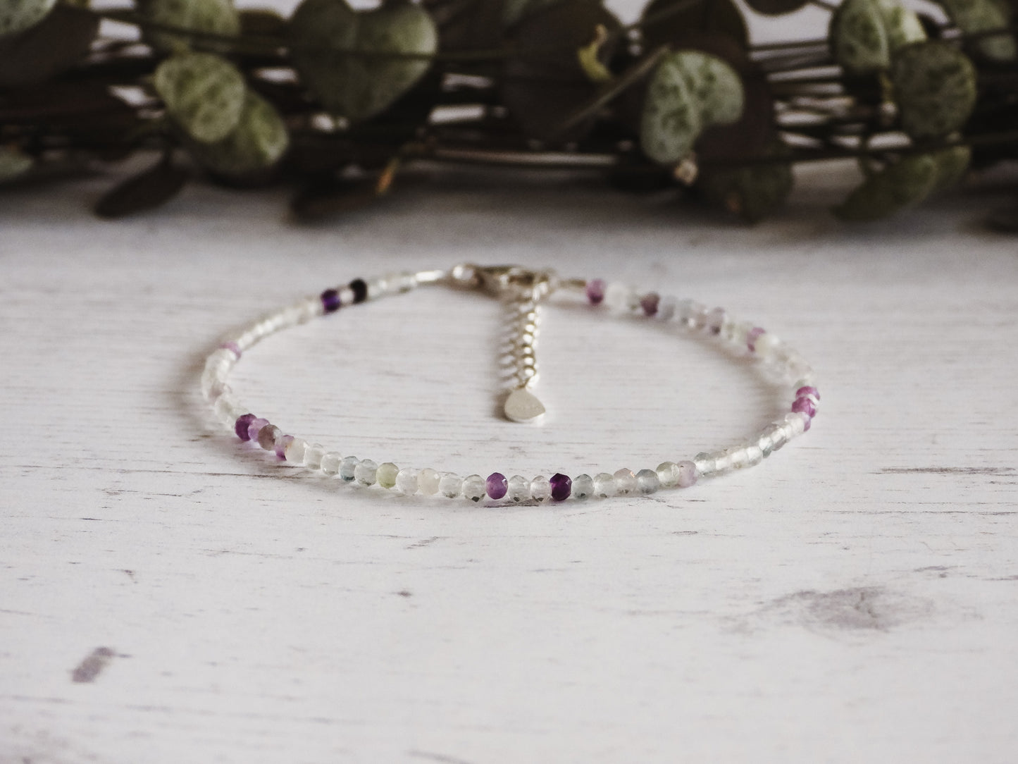 adjustable fluorite crystal gemstone beaded bracelet