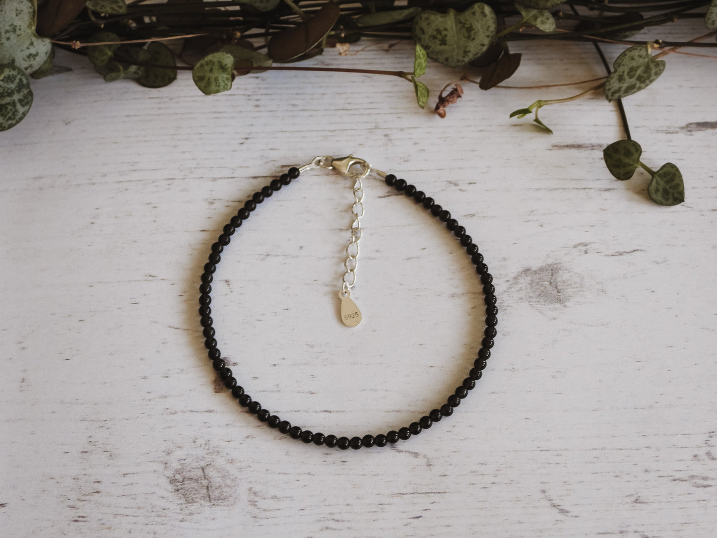 adjustable boho style obsidian crystal healing bracelet