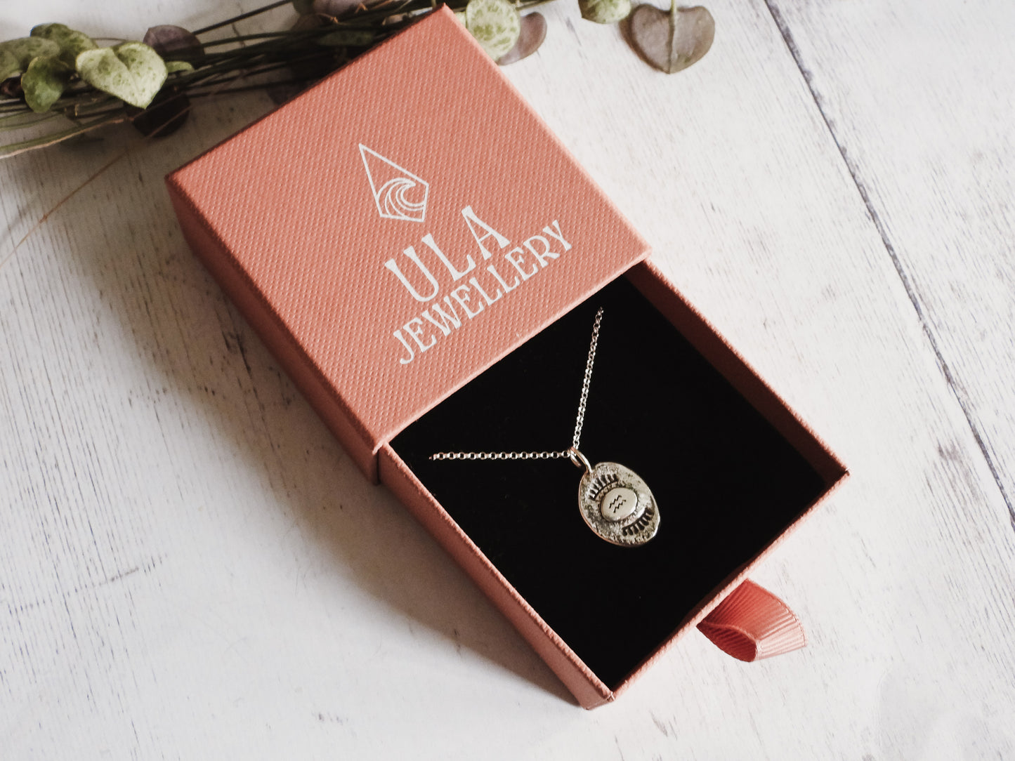 aquarius star sign handmade necklace by Ula Jewellery Cornwall