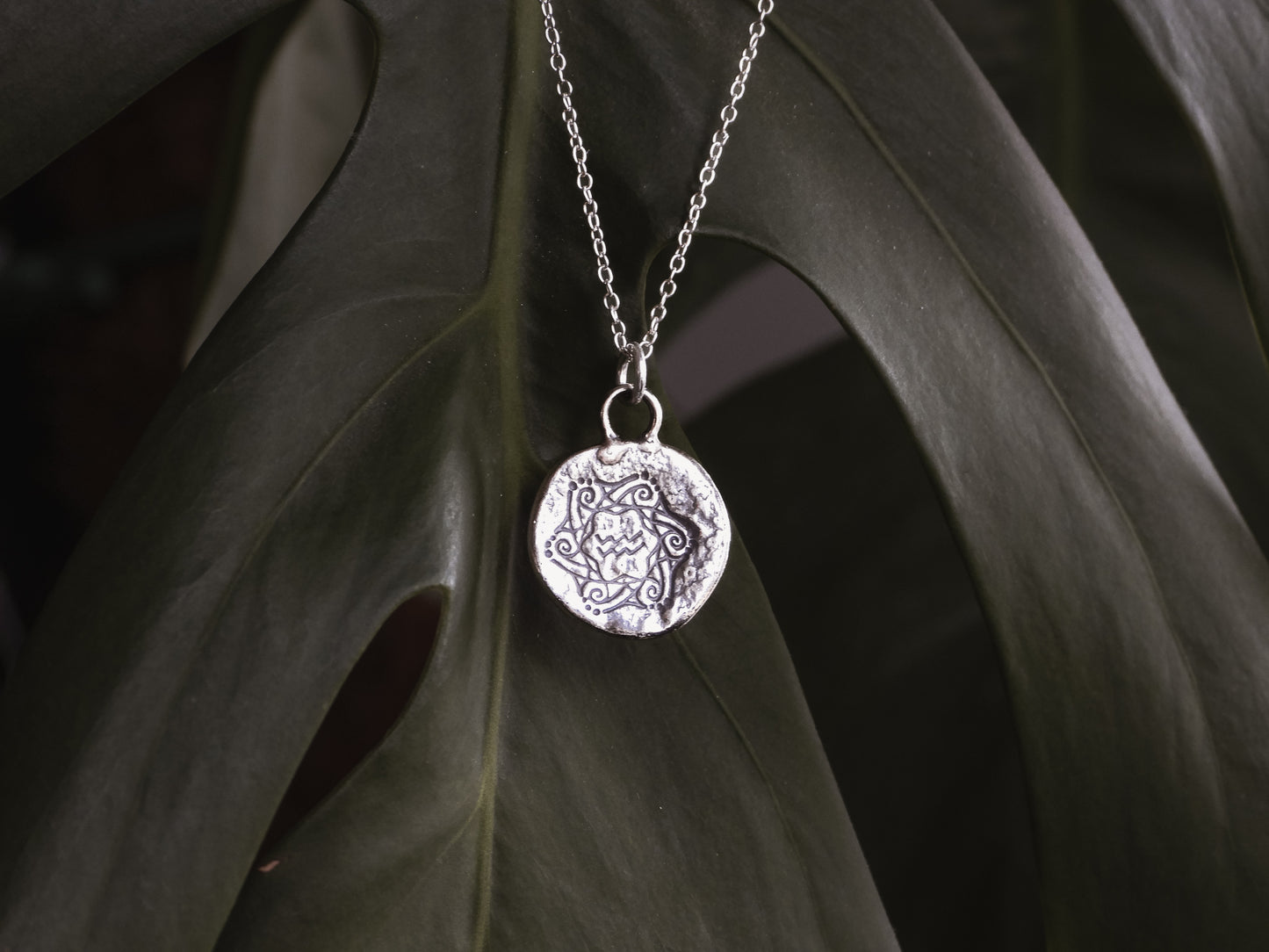 unique and boho style rustic coin aquarius pendant