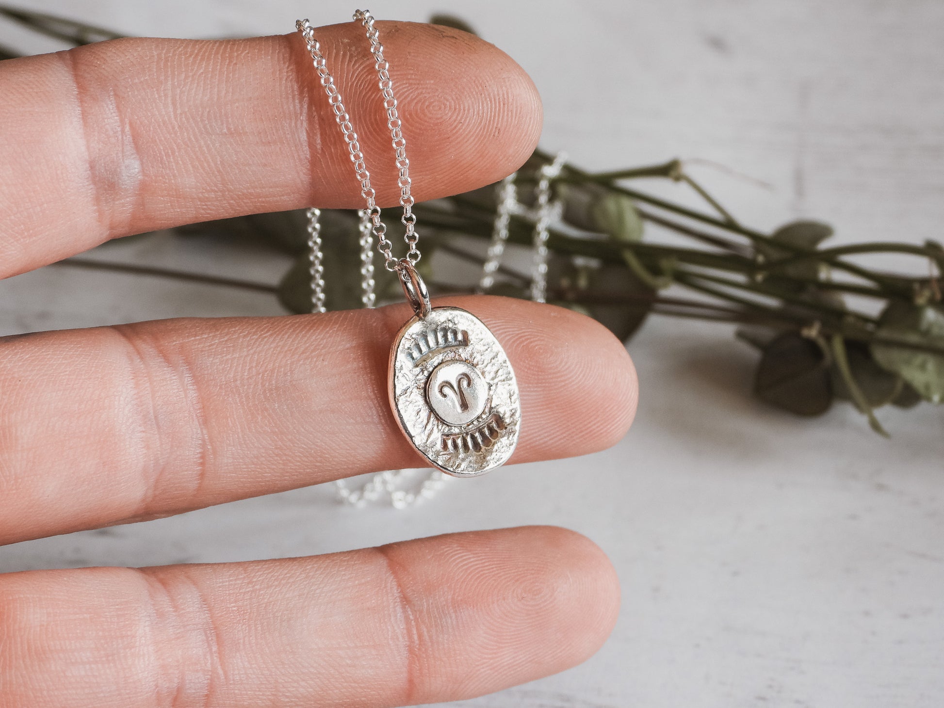 aries celestial star sign necklace in recycled silver 925