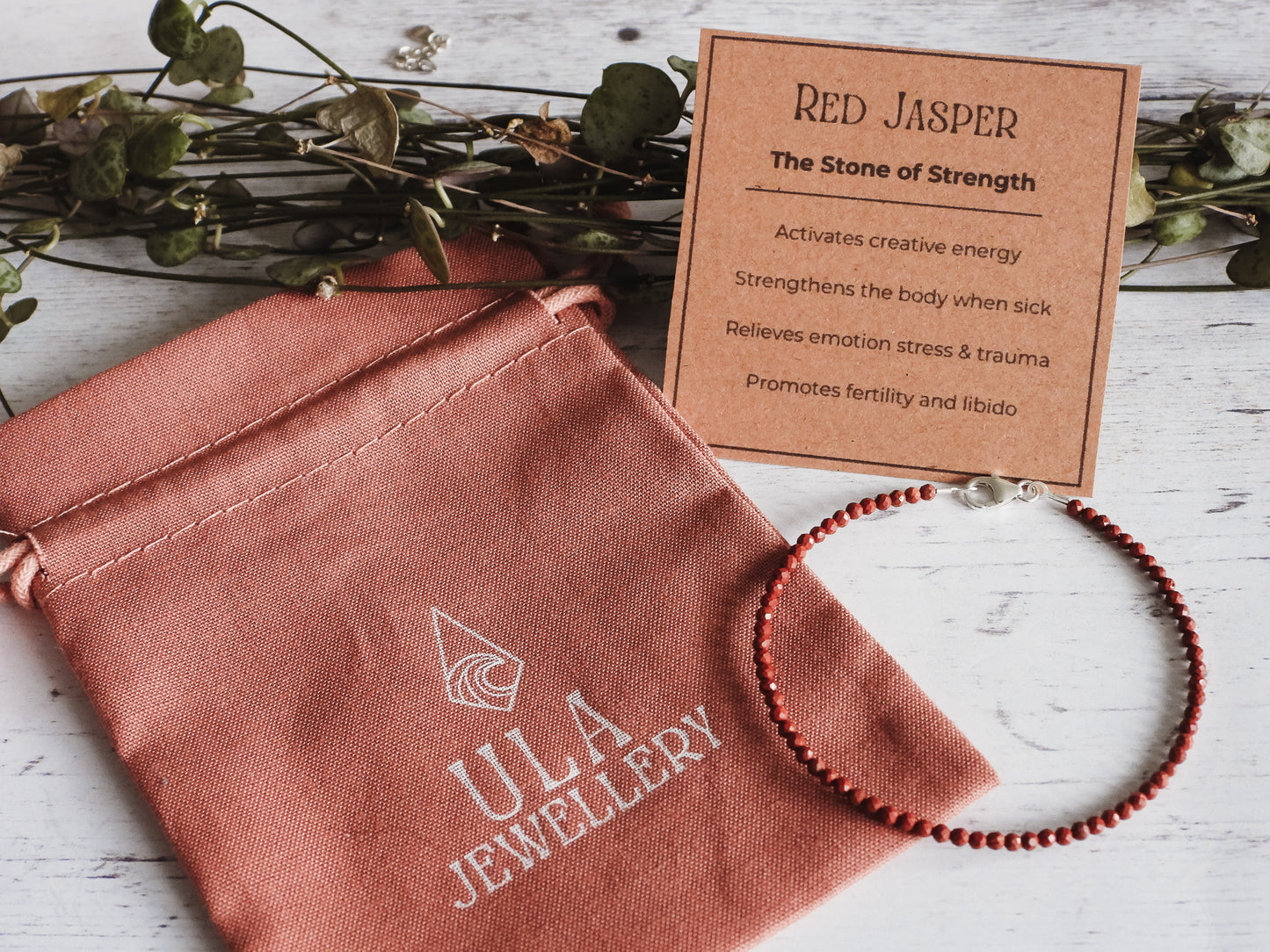 August birthstone red jasper gift idea, Ula Jewellery Cornwall