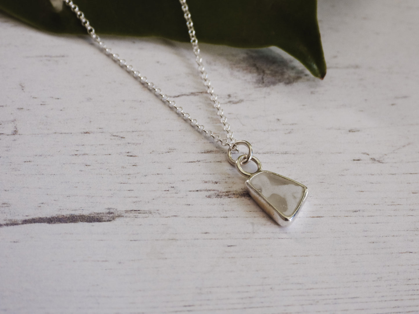 White & Clear Multi Cornish Seaglass Charm Necklace | Maenporth