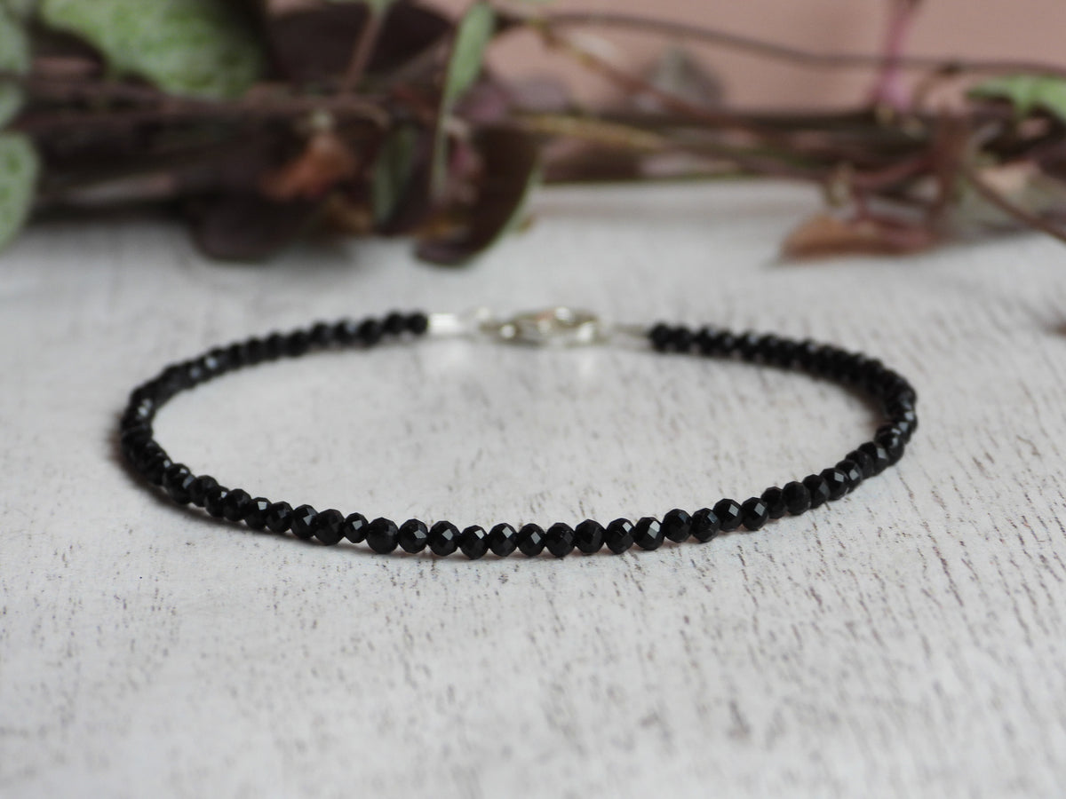 Dainty Onyx Gemstone Bracelet | Sterling Silver | Handmade