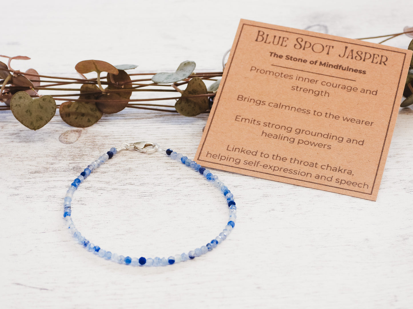 Dainty Blue Spot Jasper "Mindfulness" Gemstone Bracelet | Faceted Beads