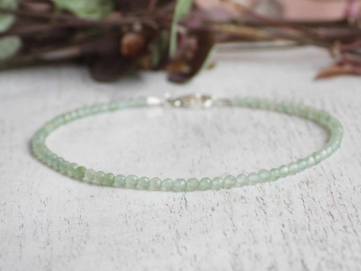 Dainty Gemstone Aventurine Bracelet | Sterling Silver | Handmade
