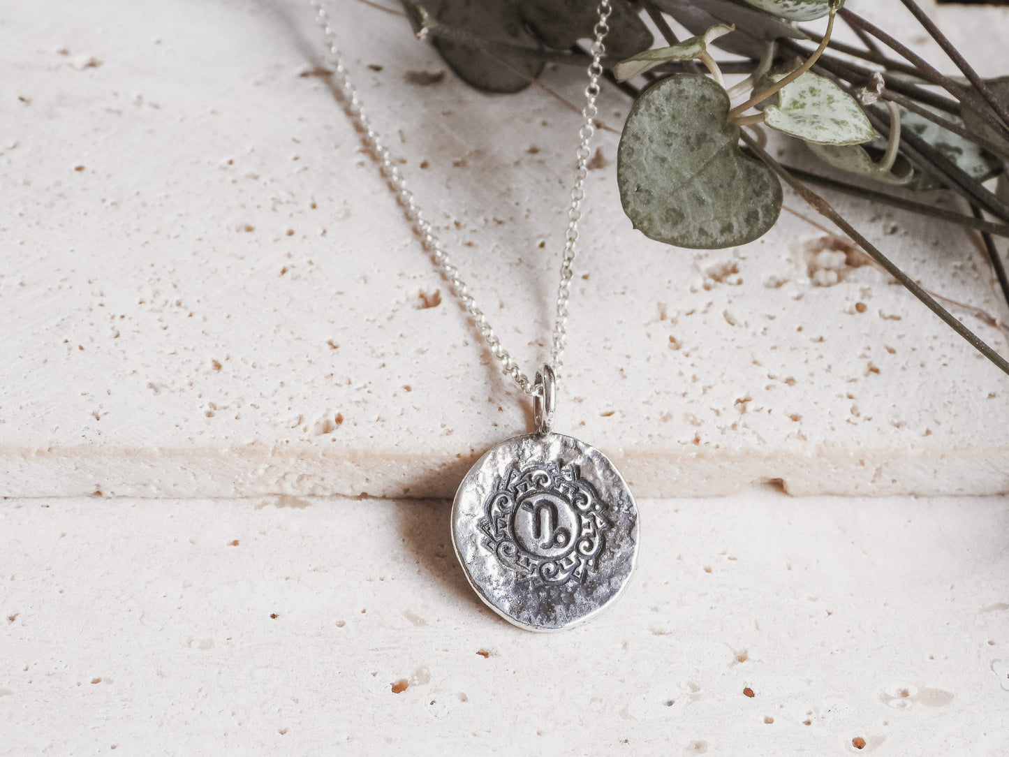 Rustic Capricorn Star Sign Mandala Necklace | Recycled Silver 925