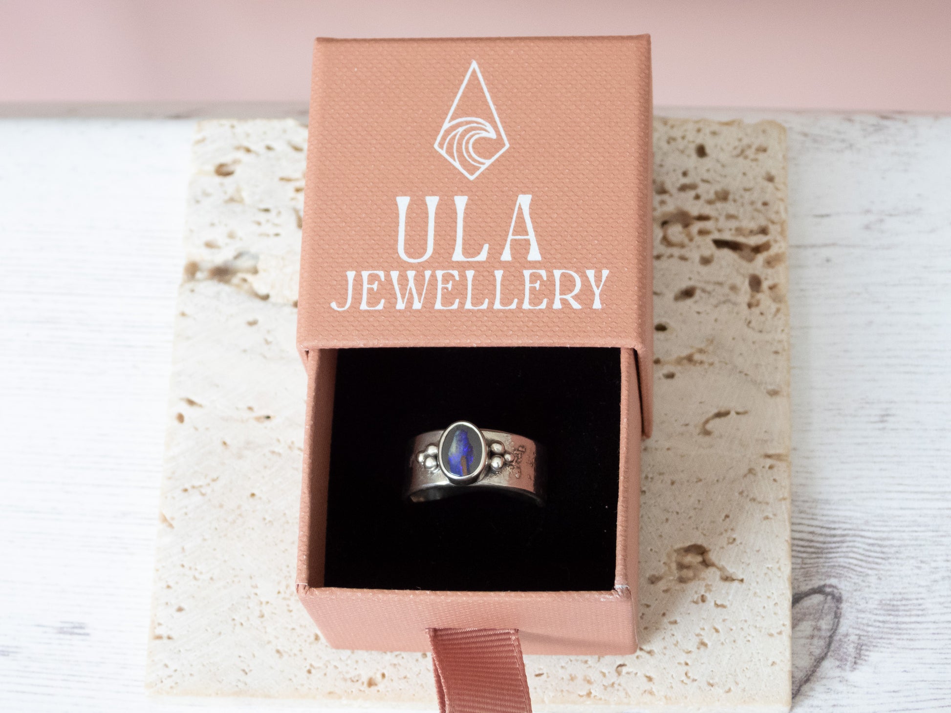 Ula Jewellery Cornwall chunky opal ring