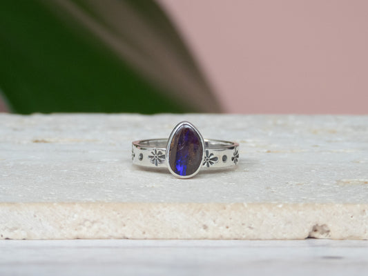 bohemian style boulder opal ring