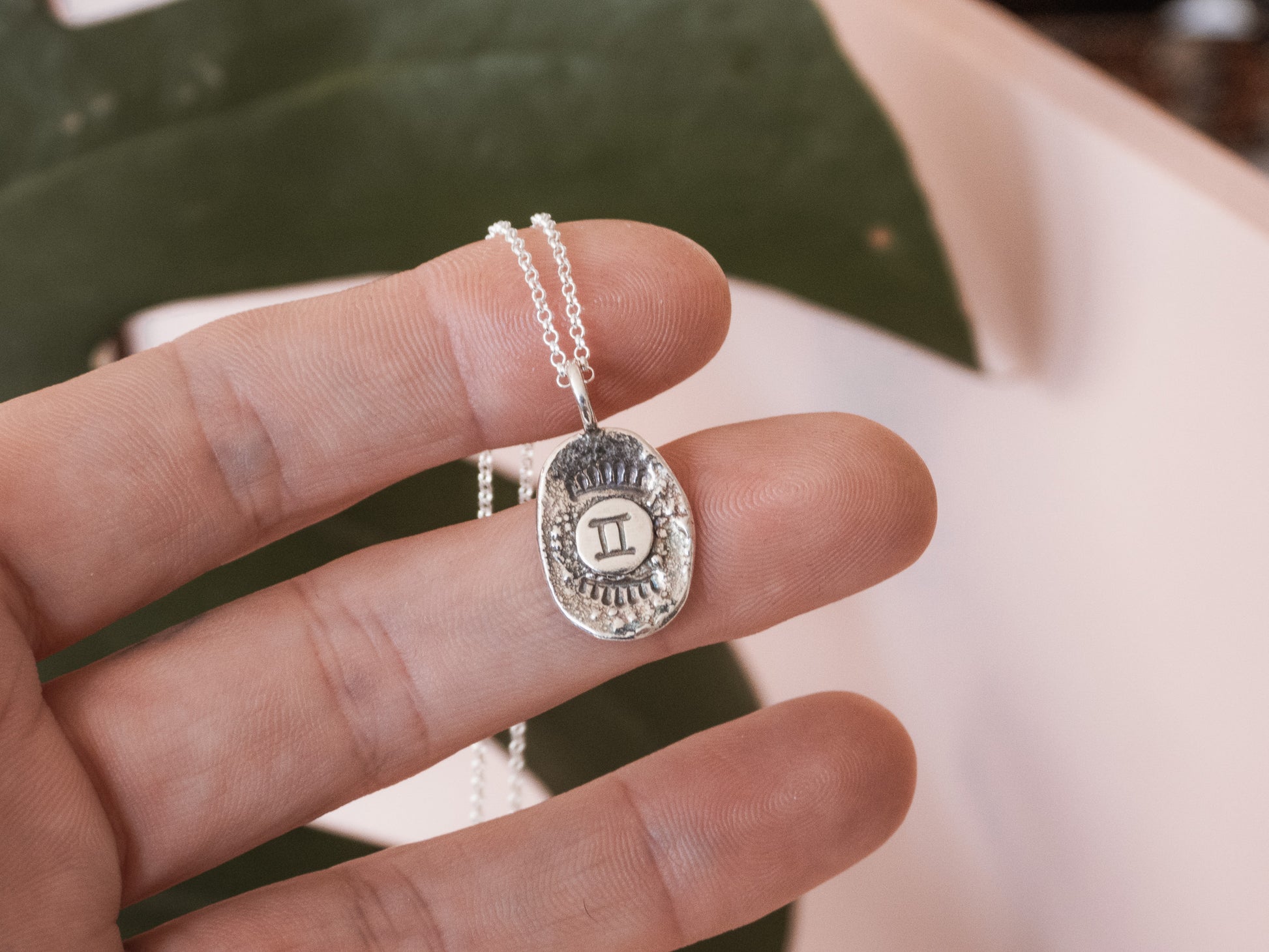 bohemian style rustic gemini zodiac necklace