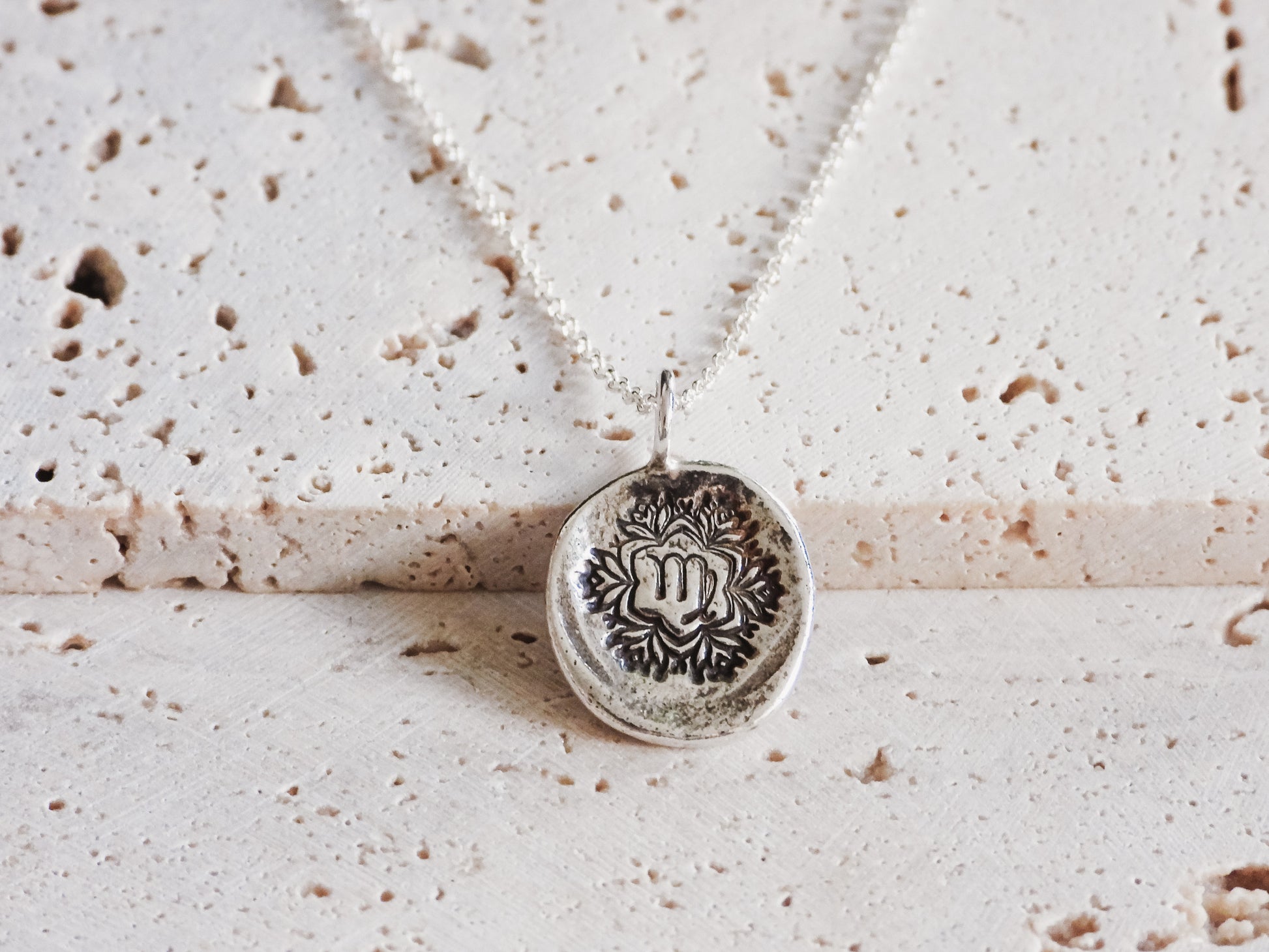 bohemian style Virgo star sign silver charm necklace
