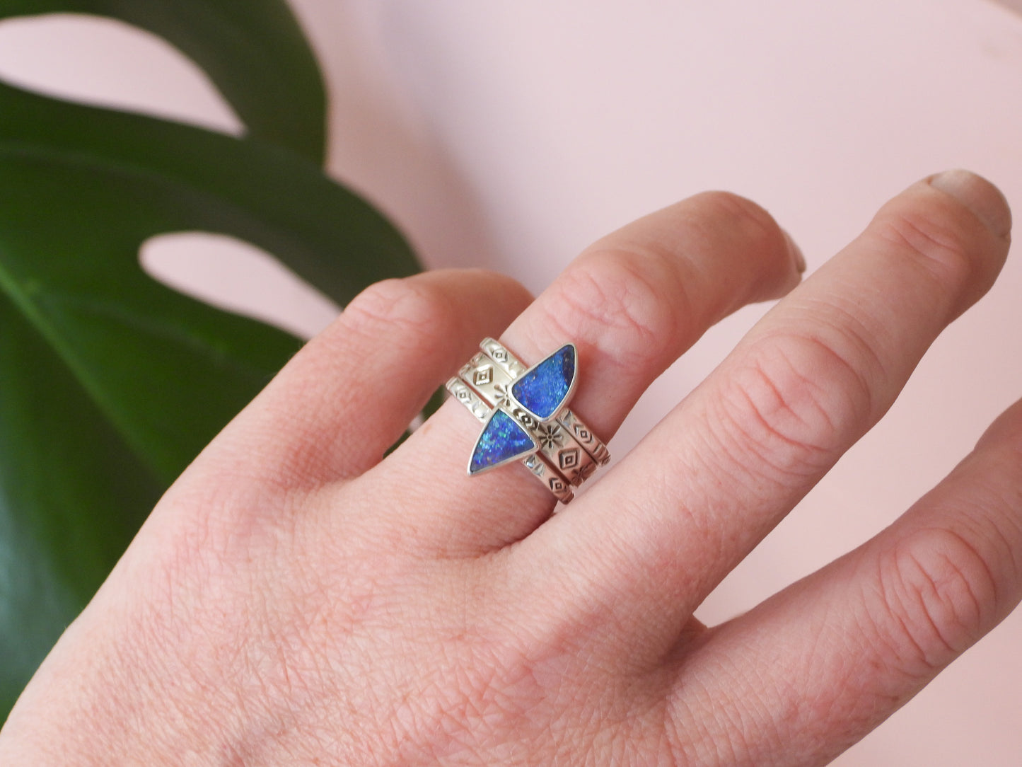 Multiway Boulder Opal Stacking Ring | Recycled Silver 925 | Size Q