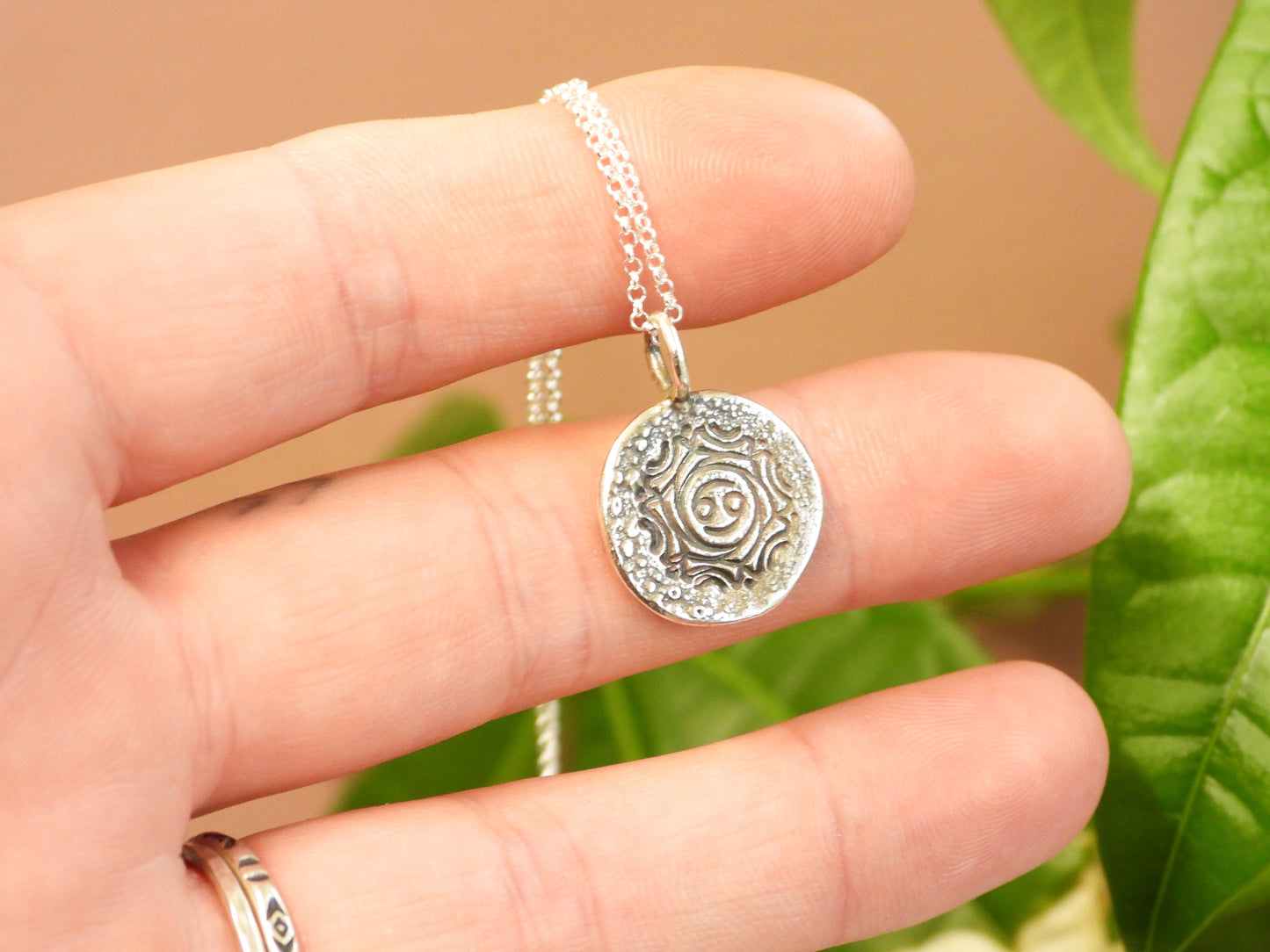 Rustic Cancer Star Sign Mandala Necklace | Recycled Silver 925