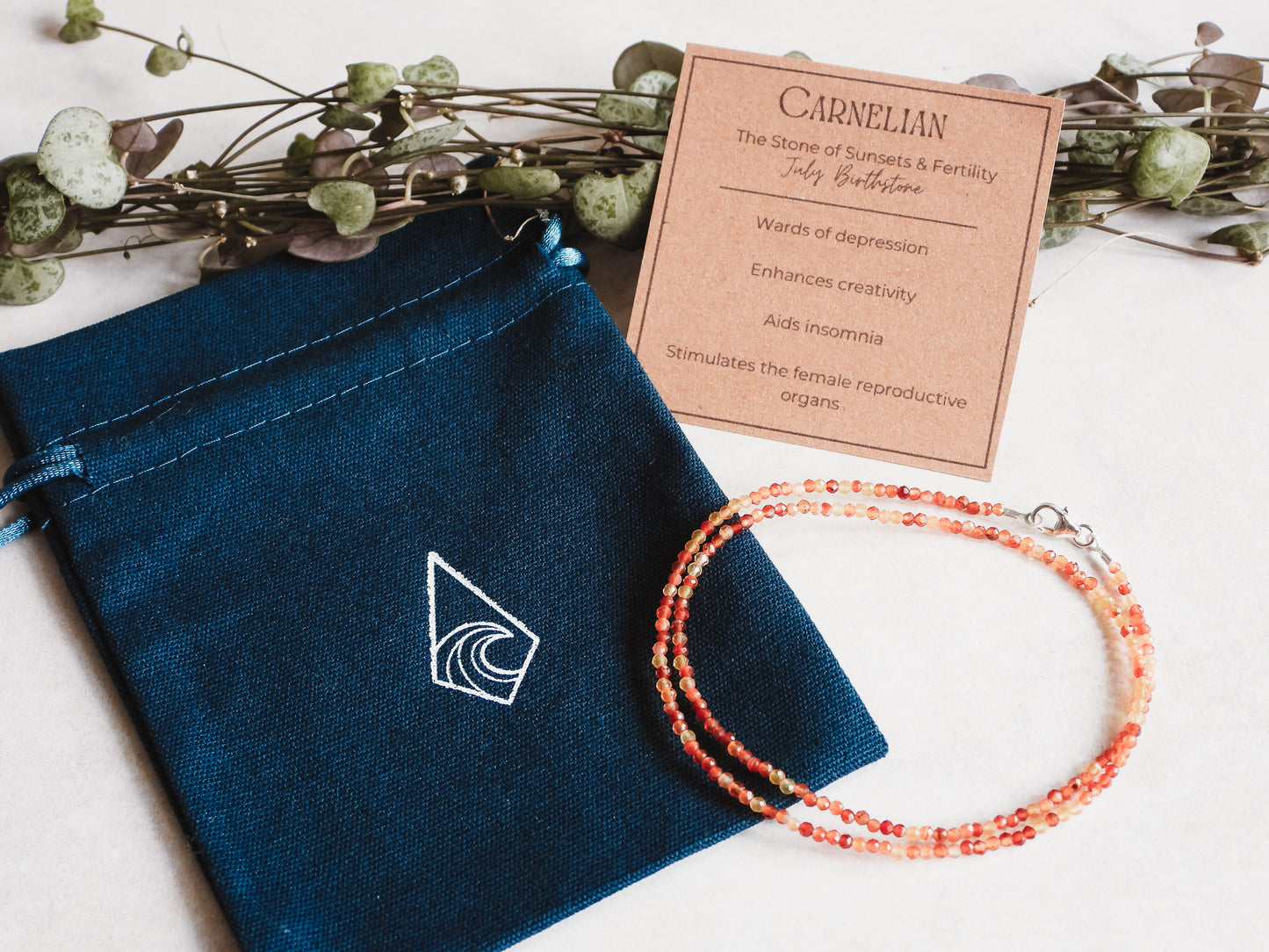 Dainty Carnelian "Fertility" Gemstone Necklace | Faceted Beads