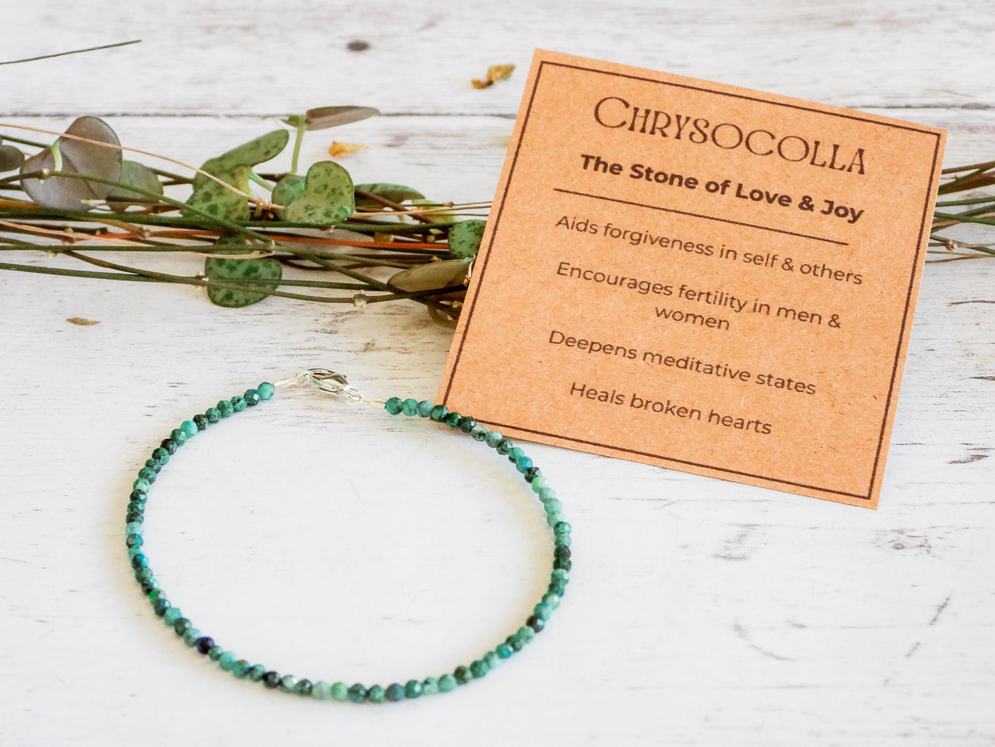 chrysocolla crystal healing gemstone beaded bracelet