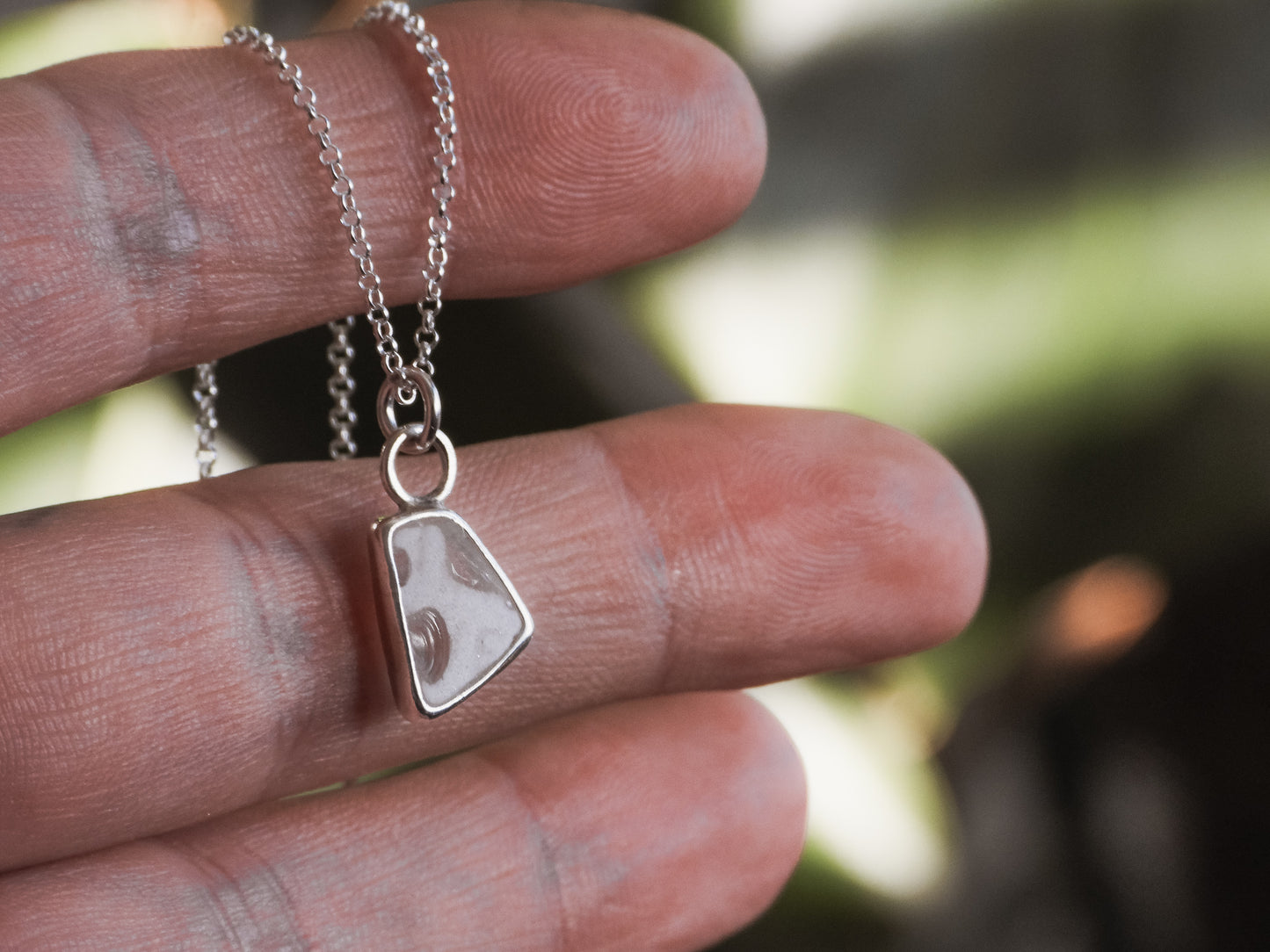 White & Clear Multi Cornish Seaglass Charm Necklace | Maenporth