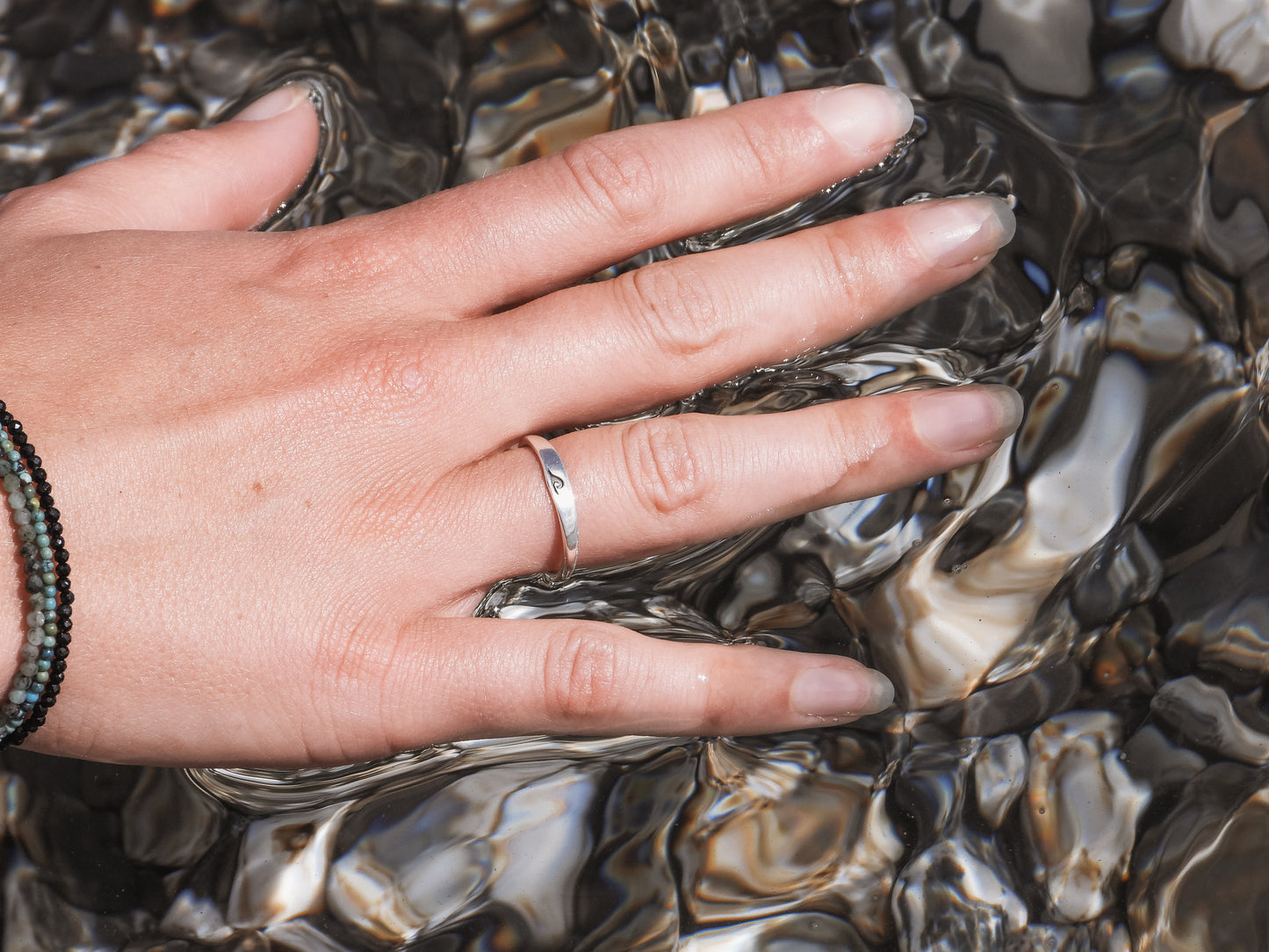 Cornish jewellery silver wave stacking ring