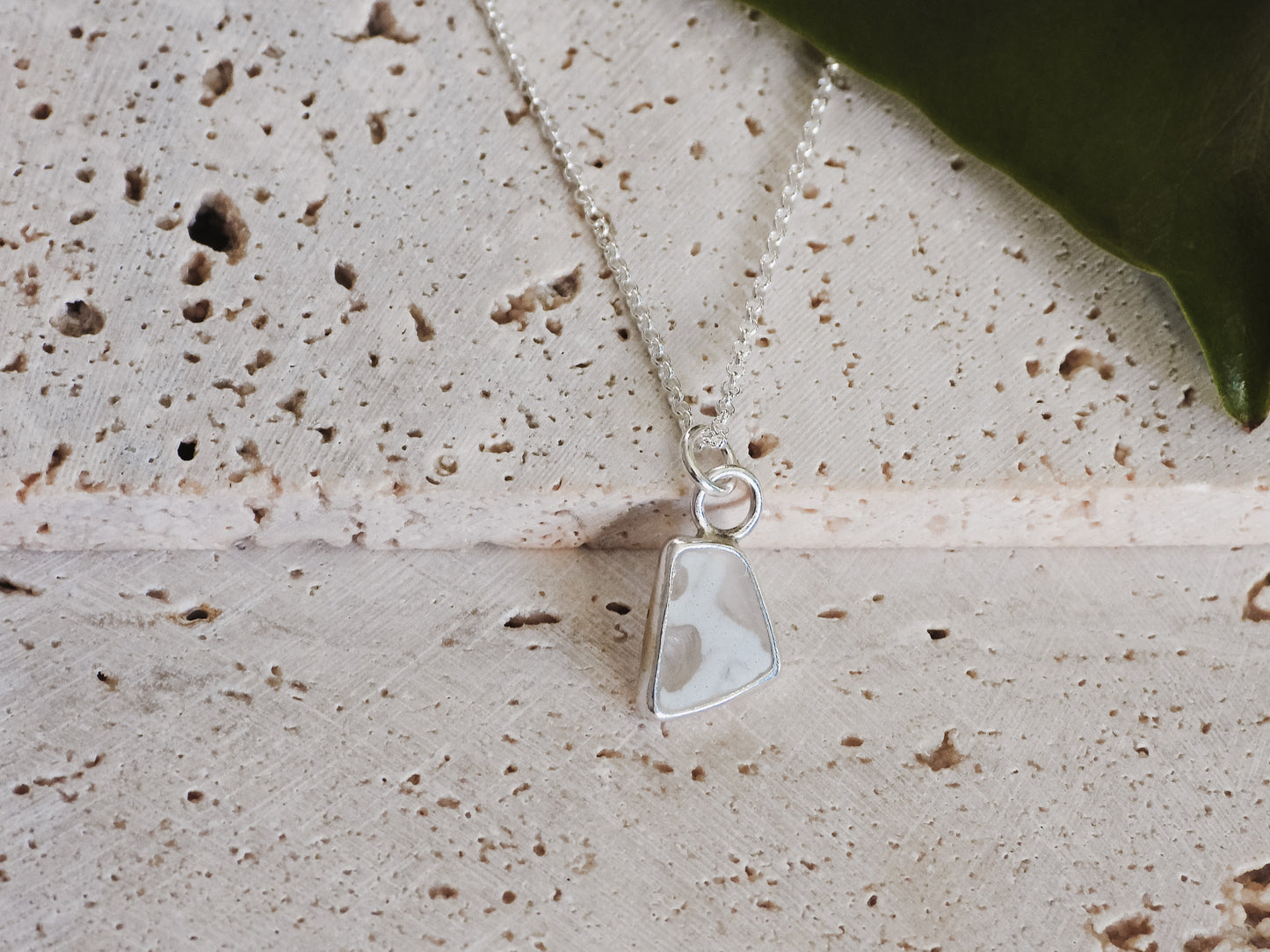 White & Clear Multi Cornish Seaglass Charm Necklace | Maenporth
