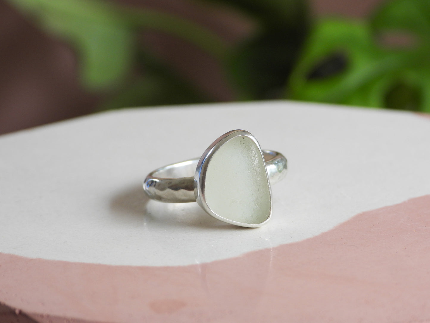 Very Rare UV Seaglass Ring | Recycled Silver 925 | Size R