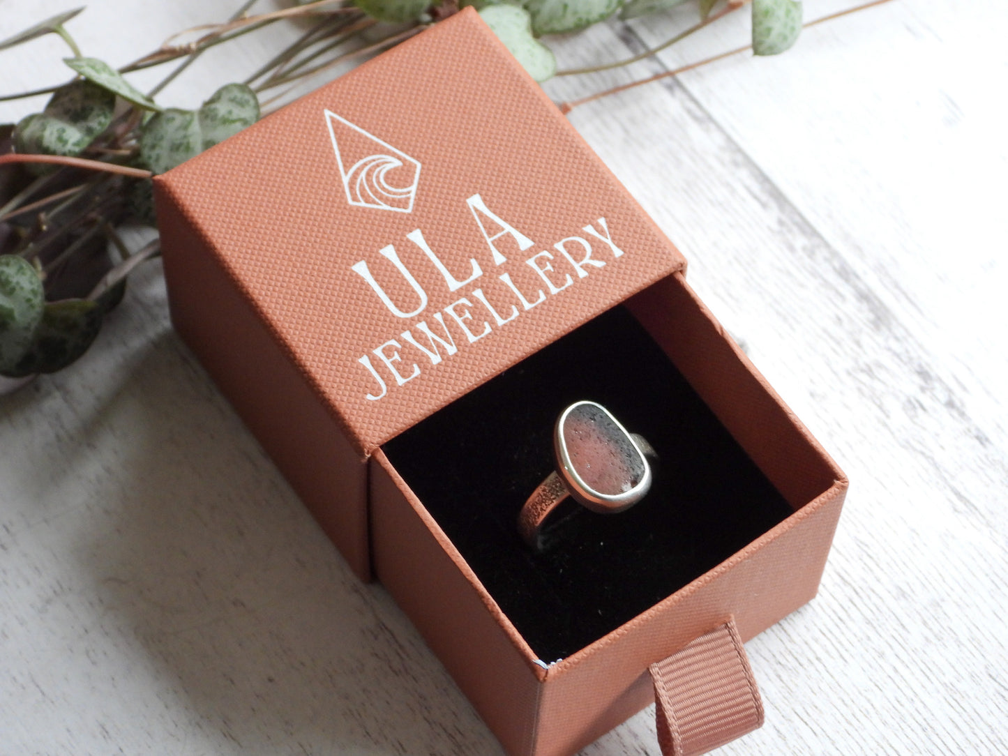 Rare Purple Cornish Seaglass Ring | Isles of Scilly | Size O | Recycled Silver 925