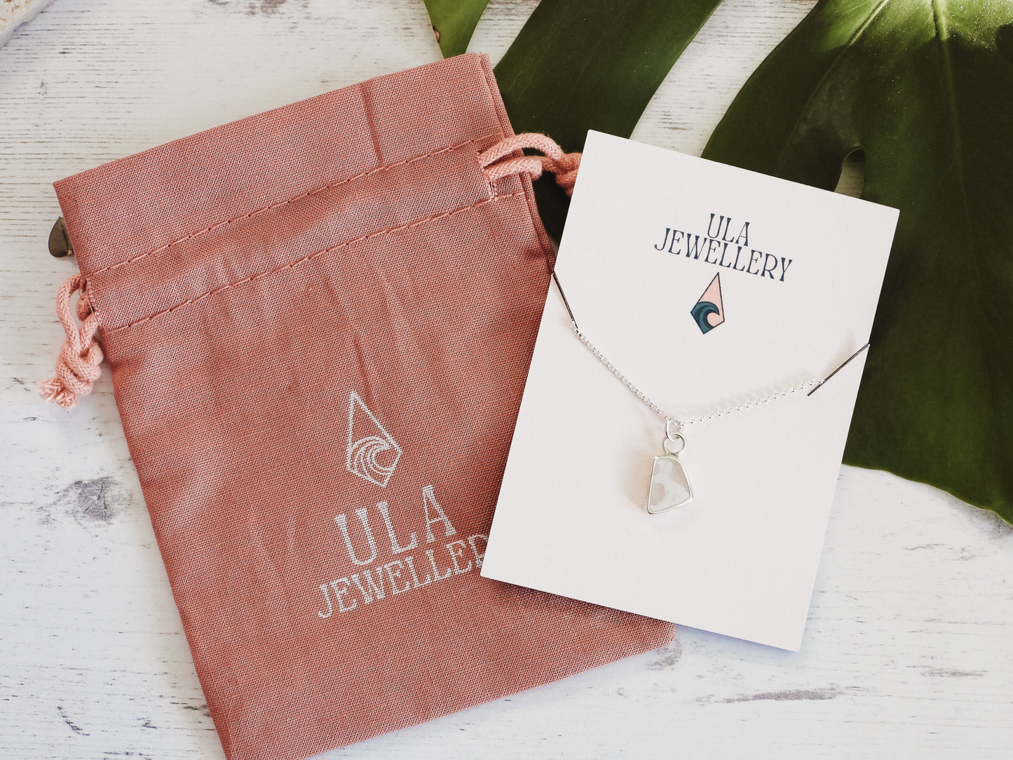 White & Clear Multi Cornish Seaglass Charm Necklace | Maenporth