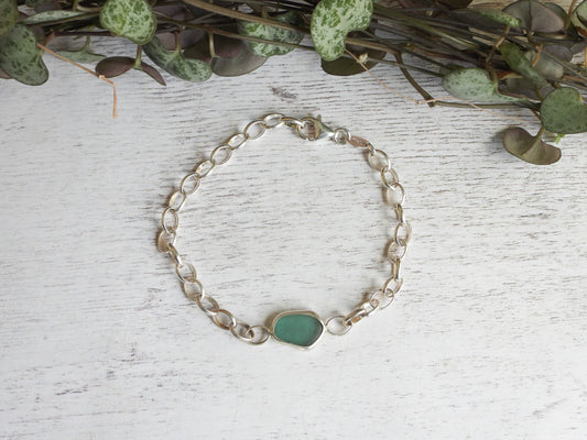 Teal Cornish Seaglass Bracelet | Sennen Beach