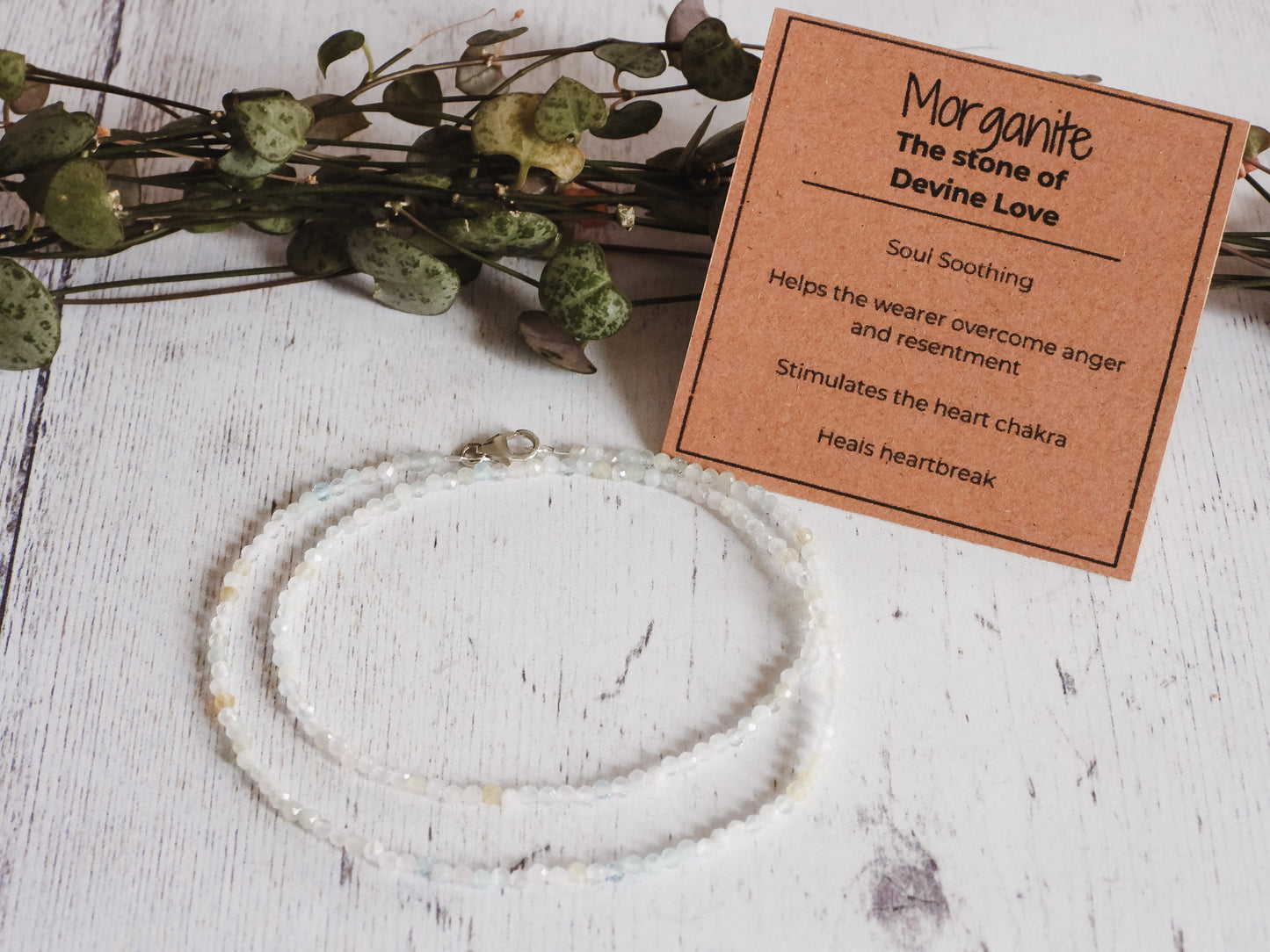 Dainty Morganite "Divine Love" Gemstone Necklace | Faceted Beads