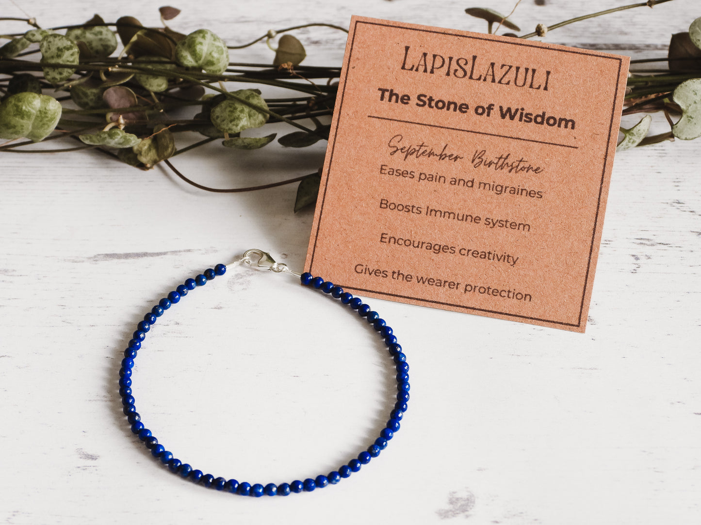 Dainty Lapis Lazuli "Truth" Gemstone Bracelet | September Birthstone | Round Beads