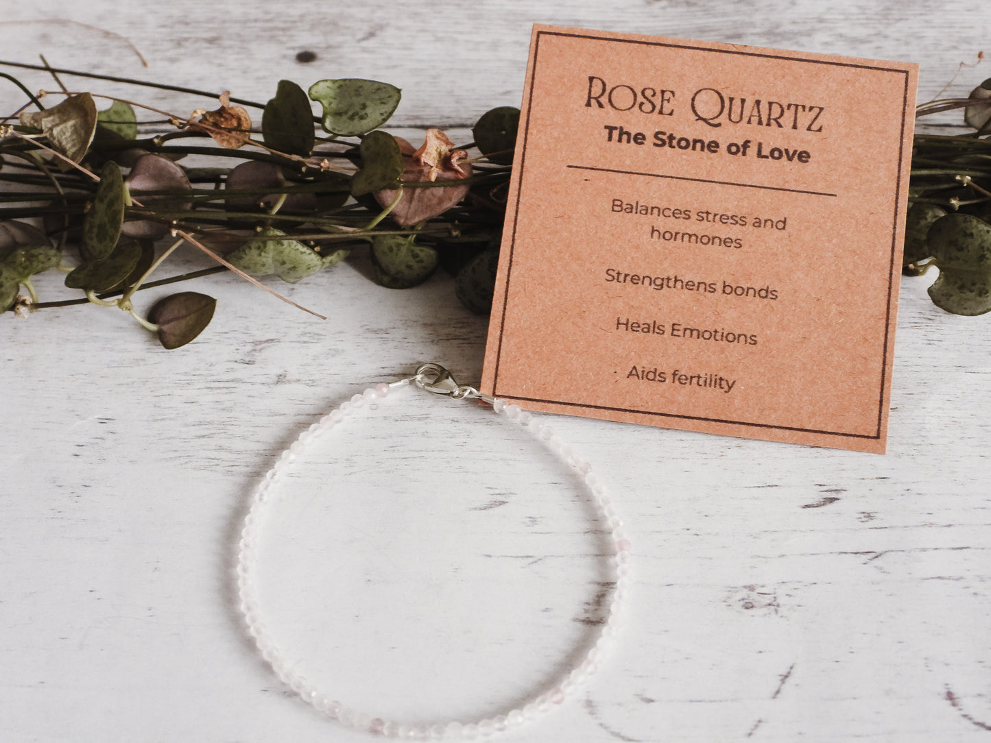 dainty rose quartz crystal healing gemstone bracelet