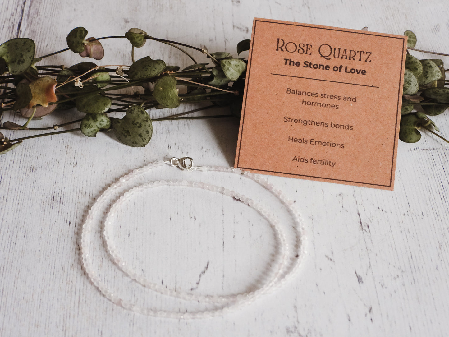 Dainty Rose Quartz "Love" Gemstone Necklace | Faceted Beads